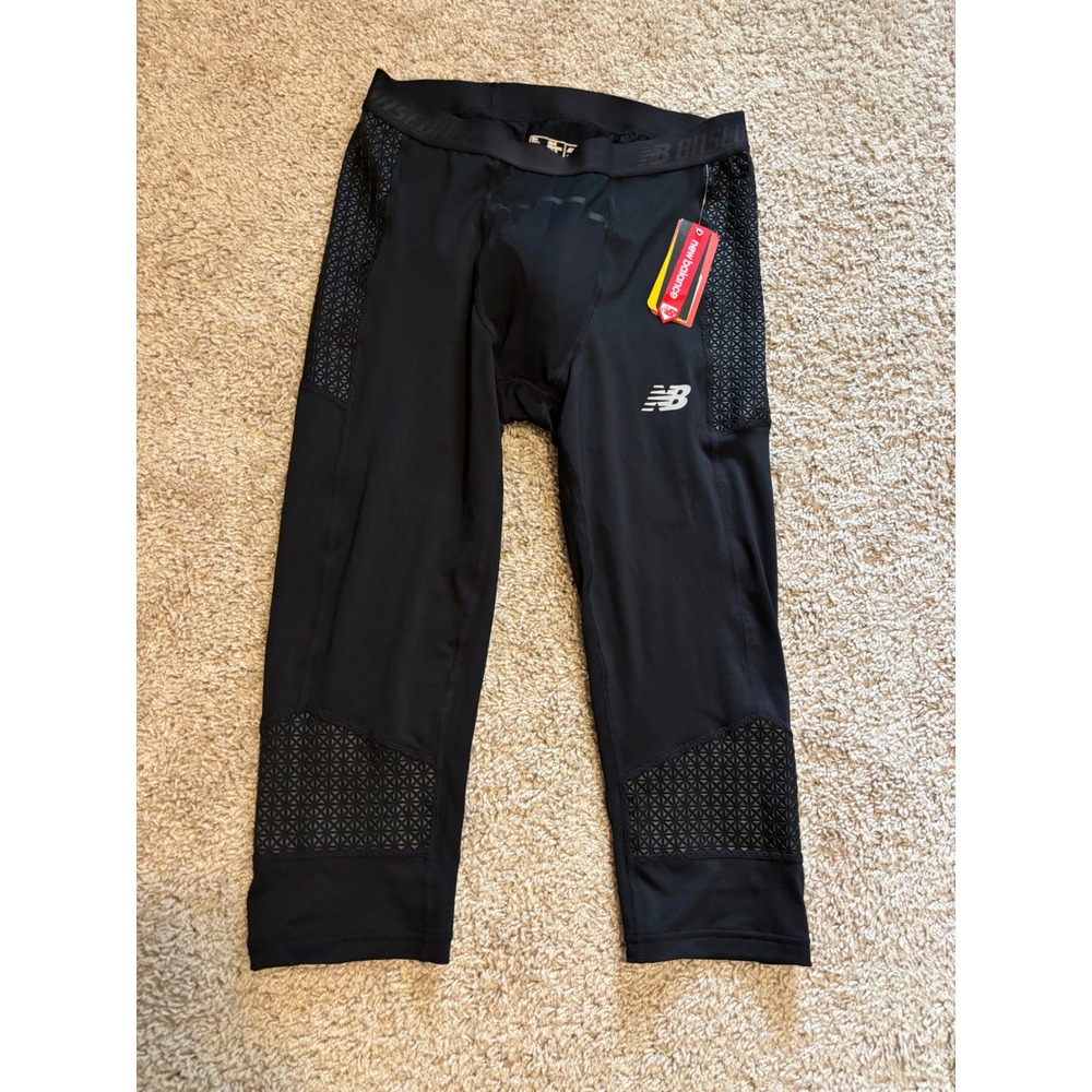 New Balance Baseball Mens 3/4 Compression Tights Black Sliding Pants L